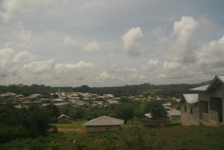 Aerial view of Bakadu - a quarantine town of  7000 inhabitants