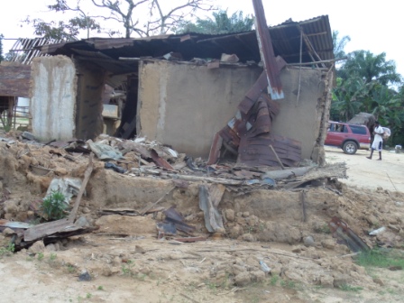 Shartter Home of the first  Ebola victim in Blokorleh, the late Ma Nyenkoley who died along with her four children