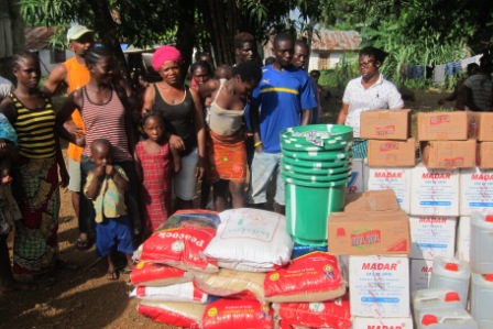 Up-Town community receive supply after losing 1 to ebola and are now been  observed by  County Health Team to avoid further spread