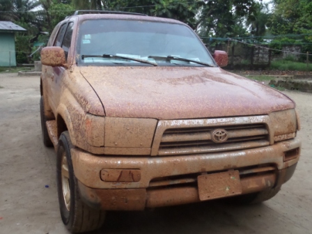 Multi Services team arrive in Whit Plane after struggling with bad road in route to Bentol